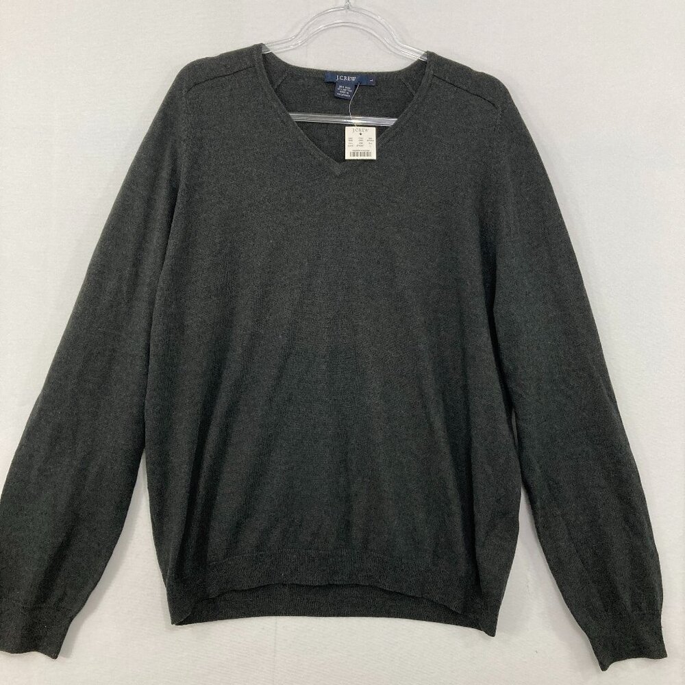 New J. Crew‎ Men's size Large Gray V neck Wool Blend Soft Cozy Sweater Preppy